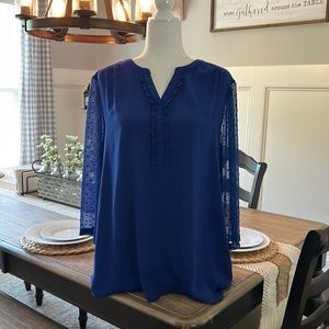 Van Heusen Blue Top Blouse Career L